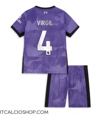 Liverpool Virgil van Dijk #4 Terza Maglia Bambino 2023-24 Manica Corta (+ Pantaloni corti)